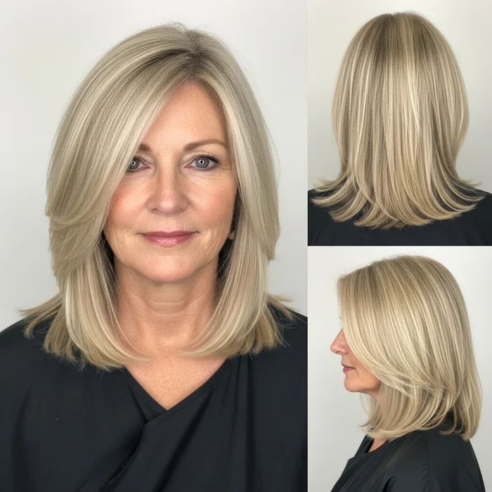 Straight Blonde Layered Lob