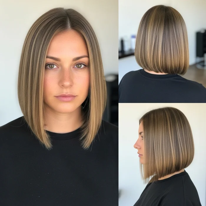Straight Blunt Bob With Highlights