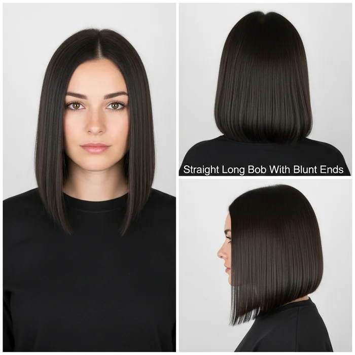 Straight Long Bob With Blunt Ends