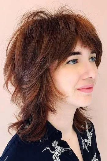 Textured Auburn Wolf Cut with Lifted Crown