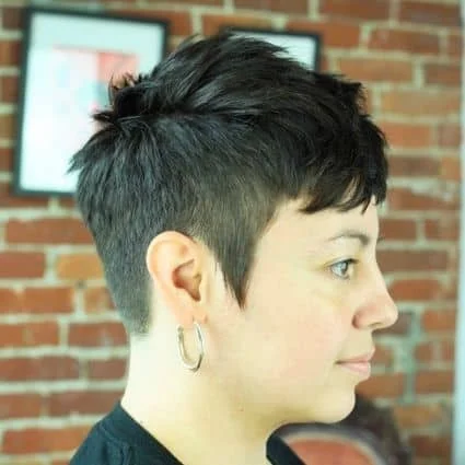 Textured Black Pixie with Undercut Sides