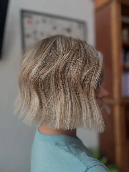 Textured Blonde Bob with Natural Movement