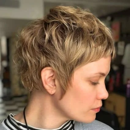 Textured Blonde Pixie with Choppy Fringe