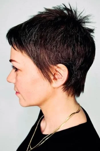Textured Brunette Pixie with Spiky Layers