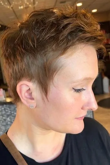 Textured Brunette Pixie with Wispy Layers