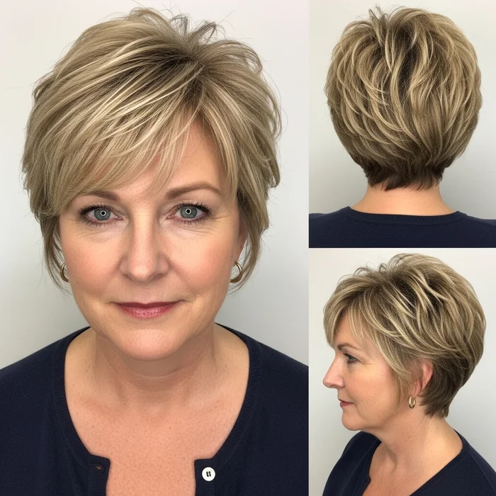 Textured Honey Blonde Pixie Cut