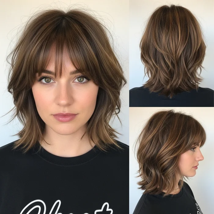 Textured Layered Bob With Bangs