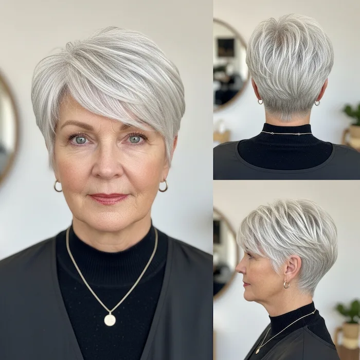 Textured White Pixie with Volume