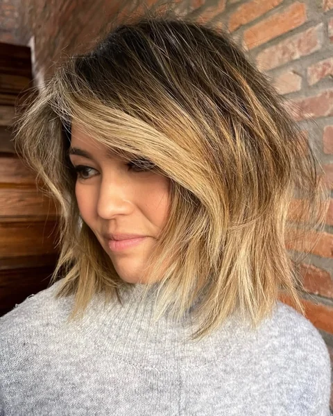 Tousled Blonde Bob with Dimensional Layers