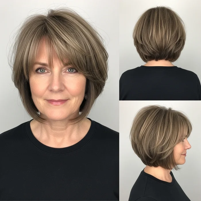 Tousled Blunt Bob With Bangs
