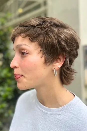 Tousled Brunette Pixie with Gentle Waves