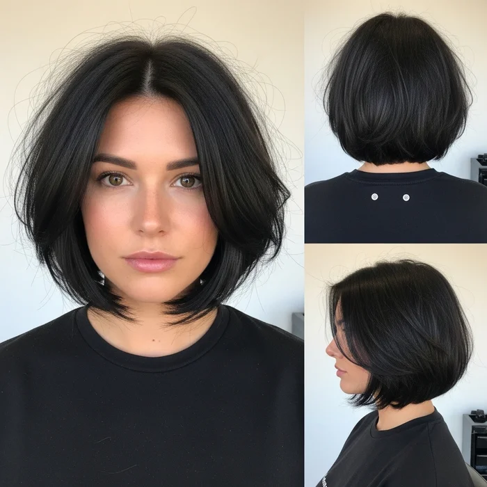 Tousled Dark Blunt Bob