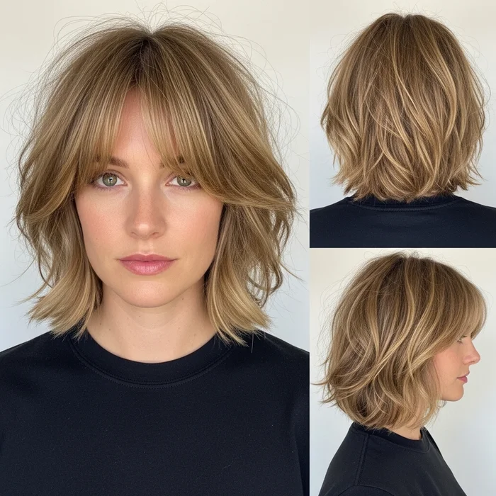 Tousled Layered Bob With Side-Swept Bangs