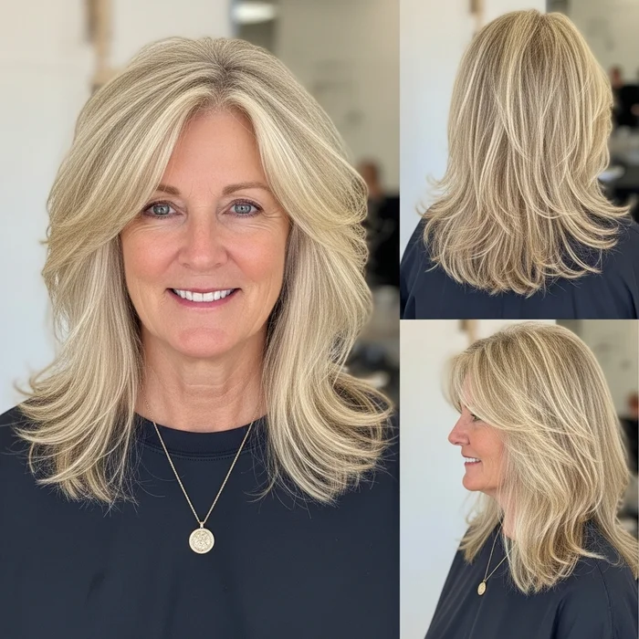 Tousled Long Blonde Hair For Women Over 60