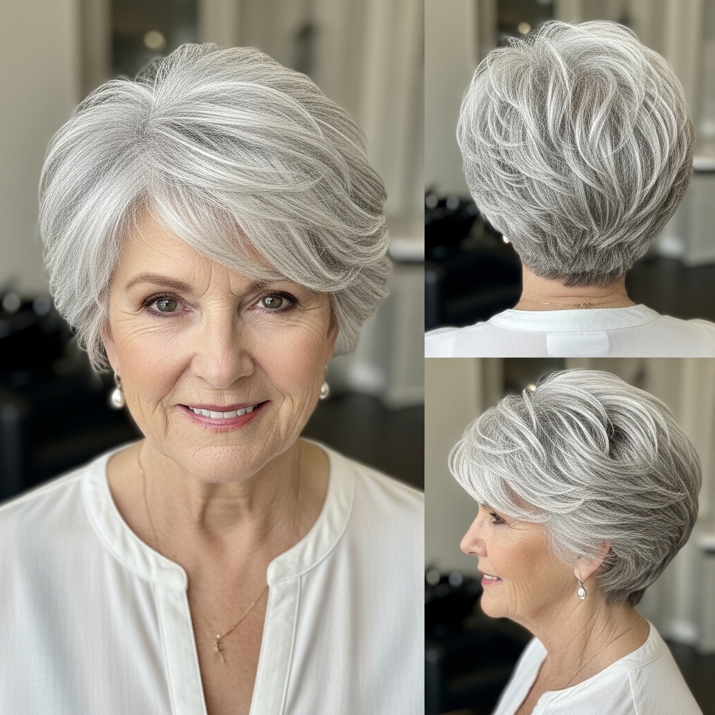 Tousled Silver Pixie With Volume