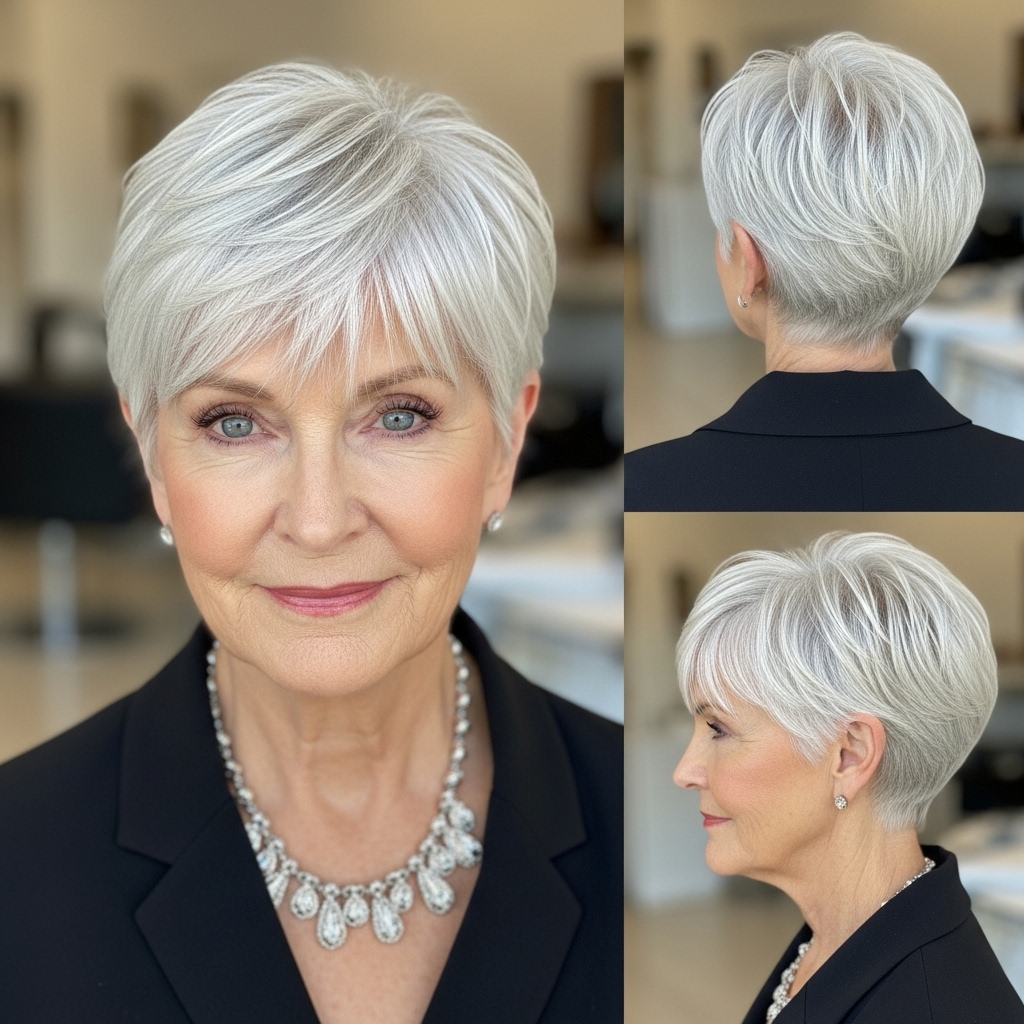 Ultra Short White Pixie With Baby Bang
