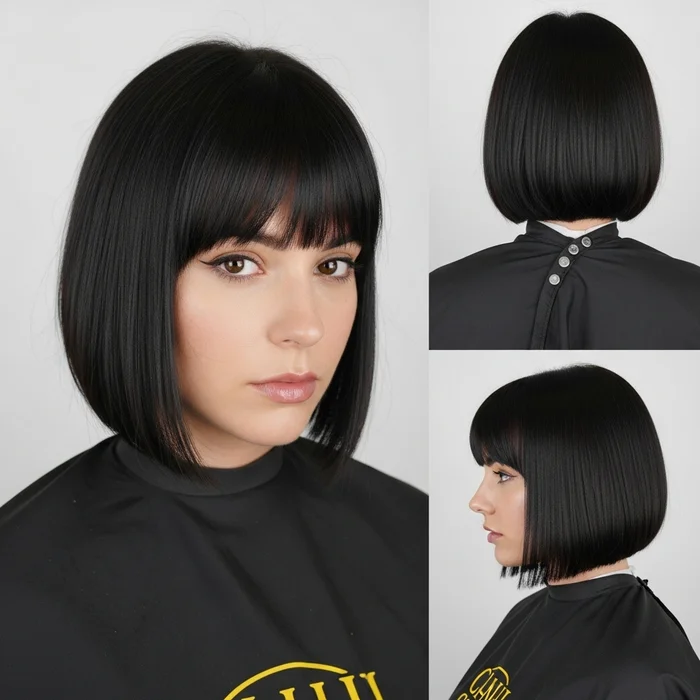 Undercut Bob With Blunt Bangs