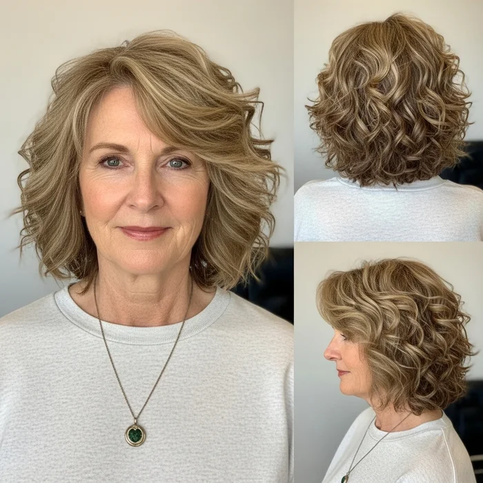 Voluminous Curly Lob with Long Layers