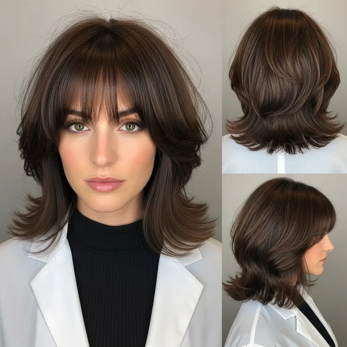 Voluminous Feathered Bob With Bangs