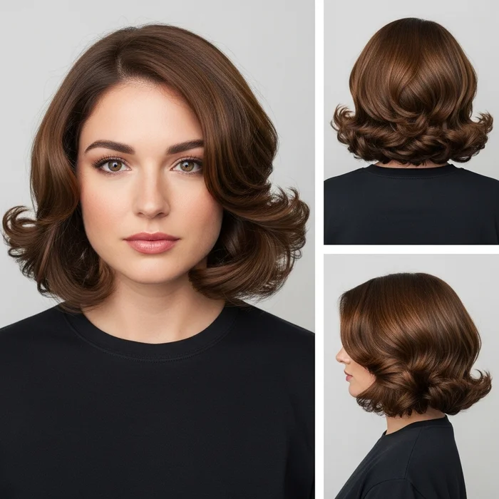 Voluminous Old Money Bob With Curled Ends