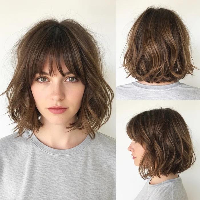 Wavy Bob With Wispy Bangs