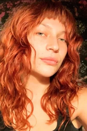 Wavy Copper Shag with Baby Bangs