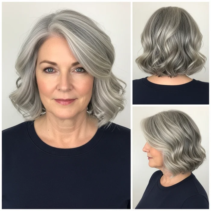 Wavy Gray Bob