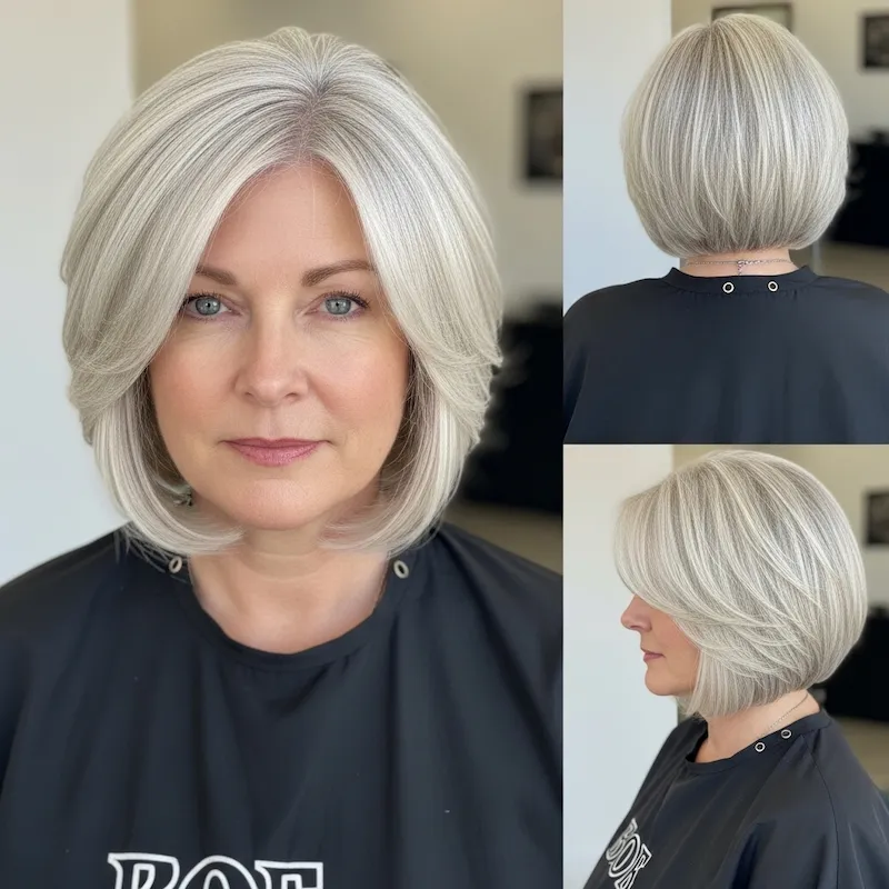White Bob with Face-Framing Layers