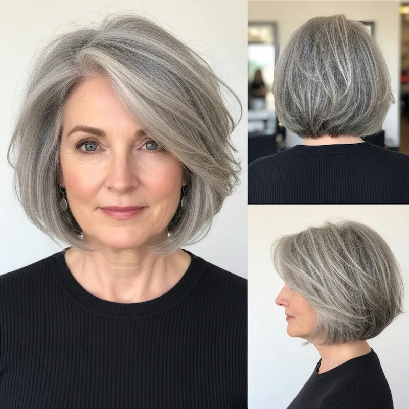 Tousled Gray Bob