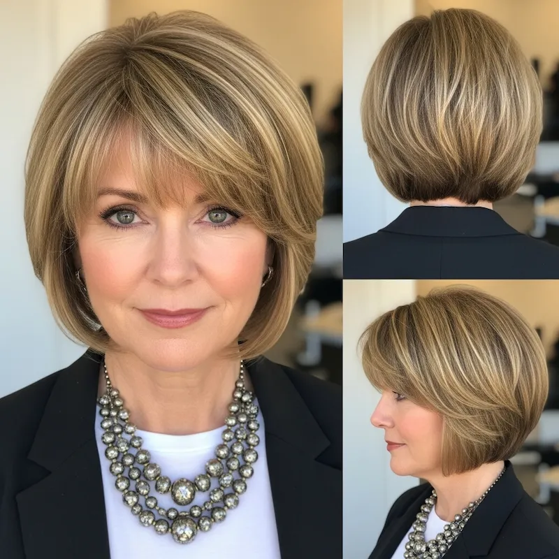 Short Honey Blonde Bob with Bangs