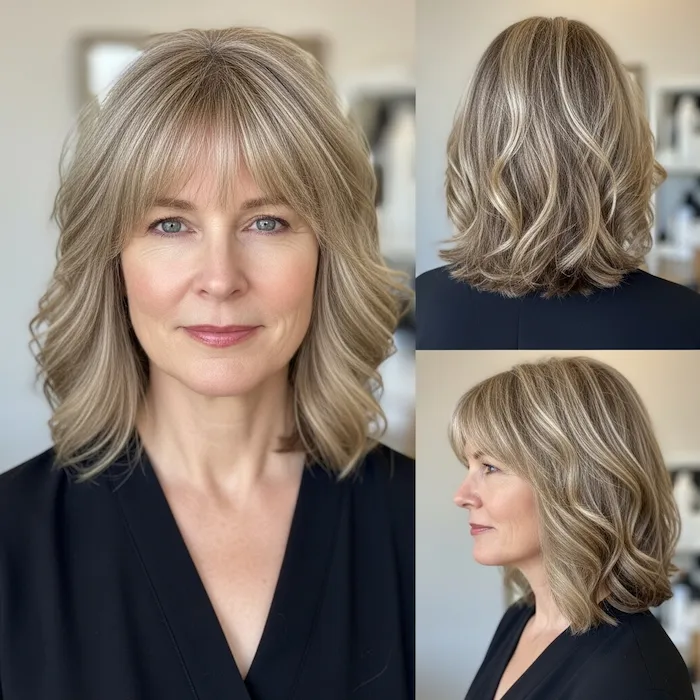 Shoulder-Length Waves with Bangs