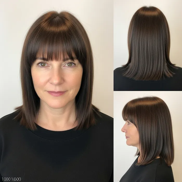 Straight Shoulder-Length Cut with Bangs