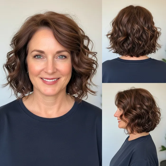 Shoulder-Length Curly Long Bob