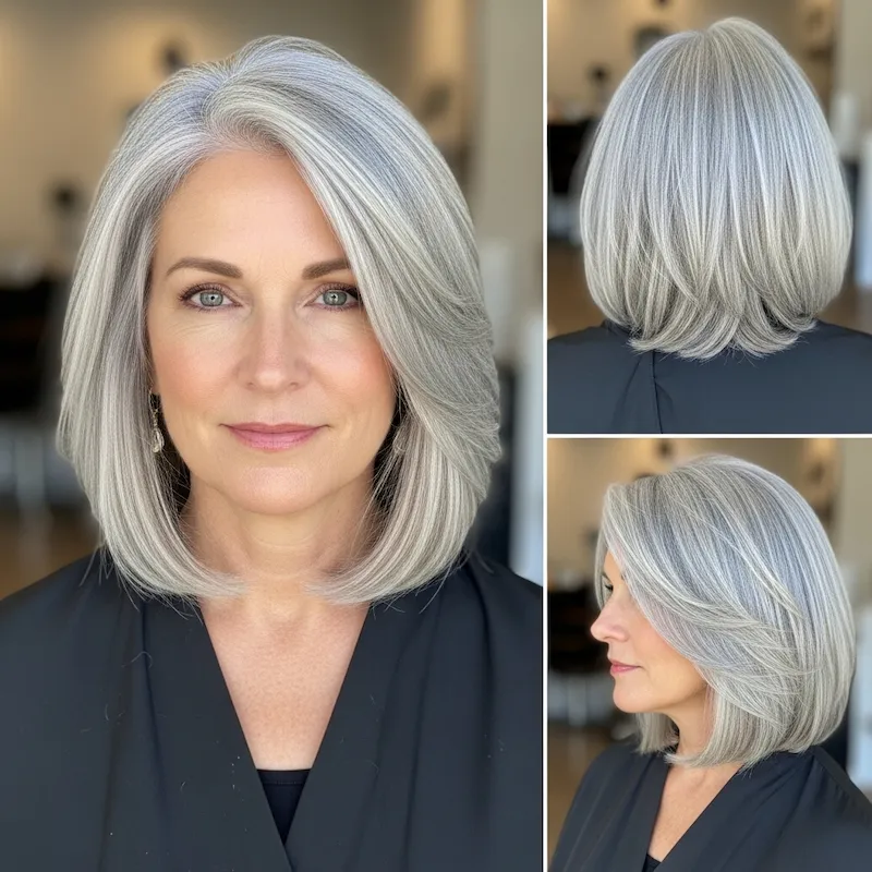 Silver Ash Straight Long Bob