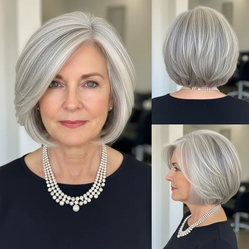 Side-Swept Silver Bob