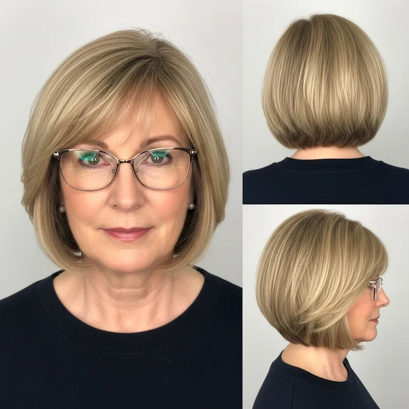 Bob hairstyles for women over 60 with glasses