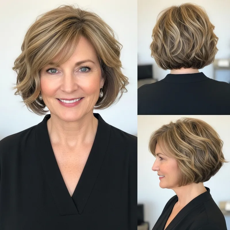Short wavy bob hairstyles for women over 60