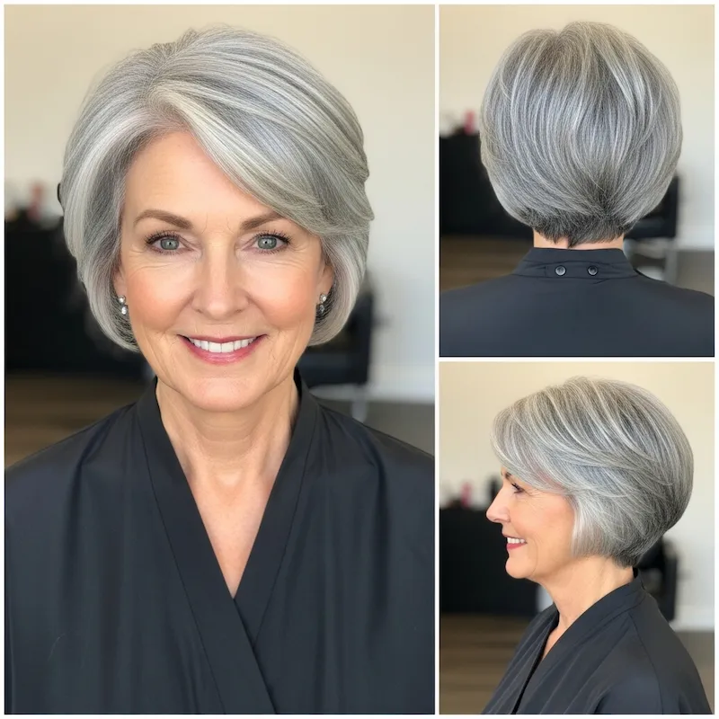 Short grey hair over 60 bob hairstyles women