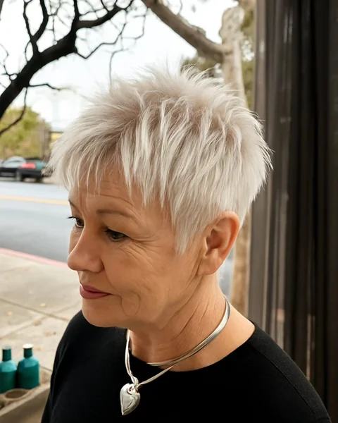 Edgy Spiky White Pixie with Maximum Texture