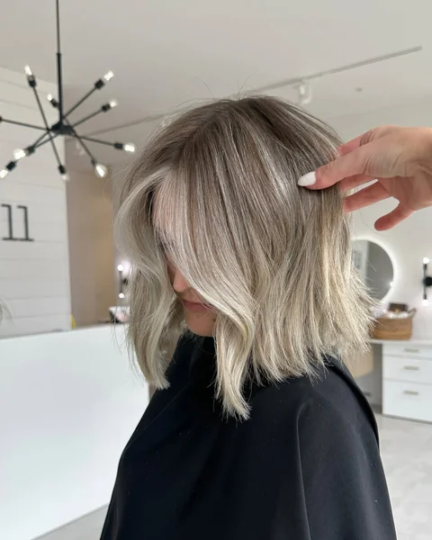 Bright Blonde Textured Lob with Face-Framing