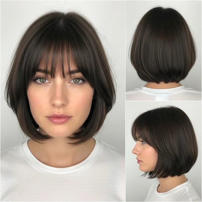 Chin Length Haircut With Bangs