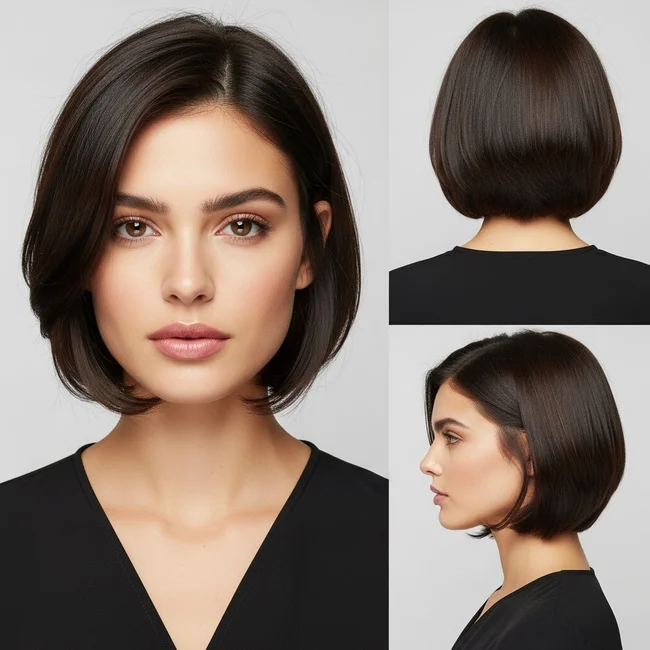 Chin Length Short Bob for Round Face
