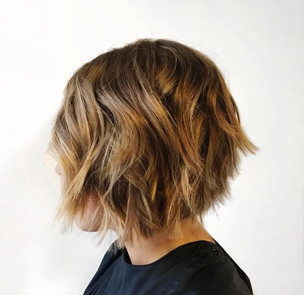 Choppy Textured Bob with Sunkissed Layers