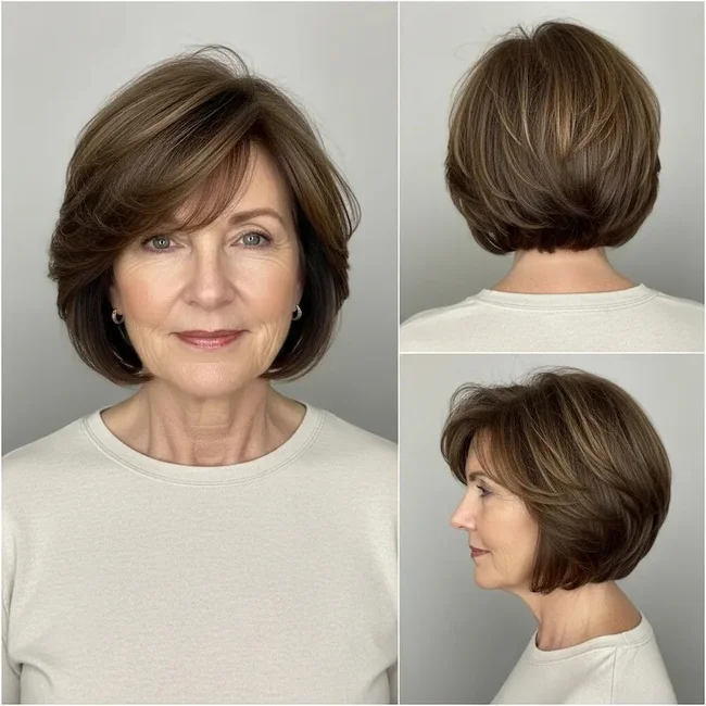 Cropped Tapered Brown Bob