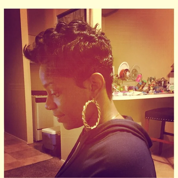 Dark Sculpted Short Pixie with Finger Waves
