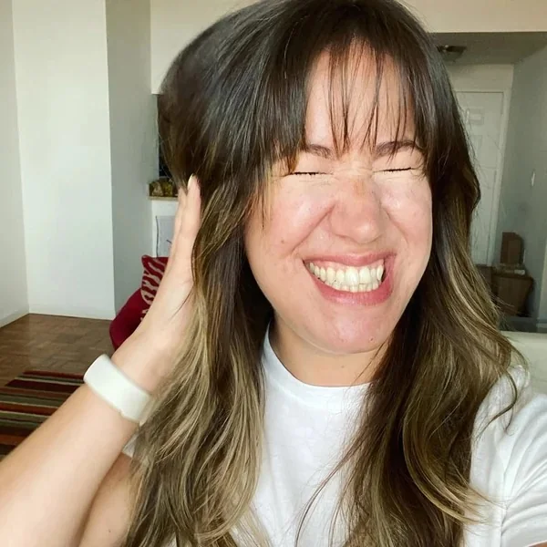 Dimensional Brunette Shag with Choppy Fringe