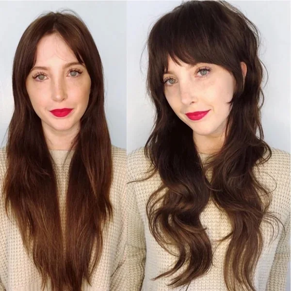Dramatic Dark Brown Shag Transformation with Texture