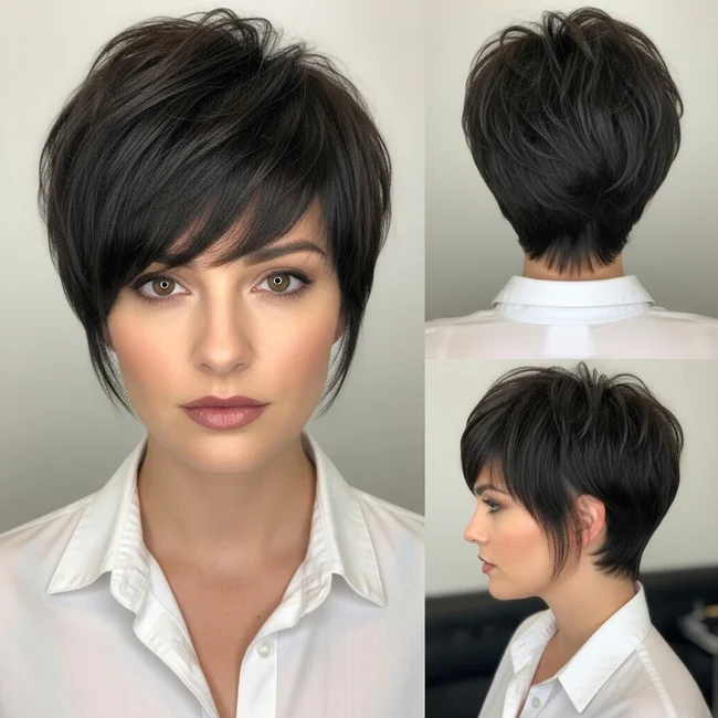 Edgy Pixie Haircut with Long Bangs