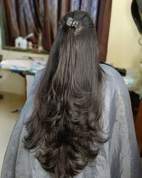 Extra Long Dark Hair with Voluminous Tiered Layers