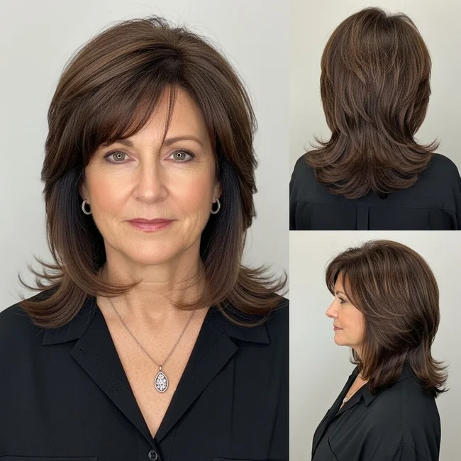 Feathered Brunette Layers with Texture